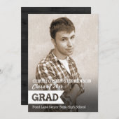 バナ無地のー写真の卒業発表 招待状 (正面/裏面)