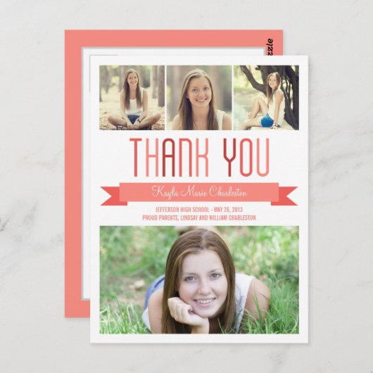 バナ誇りを持ったー卒業サンキューカード ポストカード (正面/裏面)