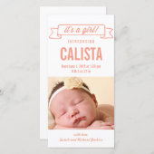 バナ魅力的ーベビーガール誕生のお知らせ 案内状 (正面/裏面)