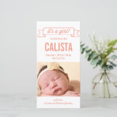 バナ魅力的ーベビーガール誕生のお知らせ 案内状 (スタンド正面)