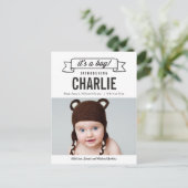 バナ魅力的ー誕生のお知らせ – 男の赤ちゃん 案内ポストカード (スタンド正面)