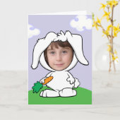 バニおもしろいーウサギ写真顔テンプレート カード (黄色い花)