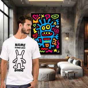 バニおもしろいーキャラクターTシャツ – ボーイングカスタムクルー Tシャツ