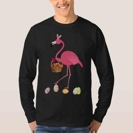 バニかわいらしーの耳とイースターのイースターフラミンゴ Tシャツ (正面)