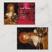 バニティ美しい-ファッション衣装デザイナー赤いダマスク 名刺 (正面/裏面)