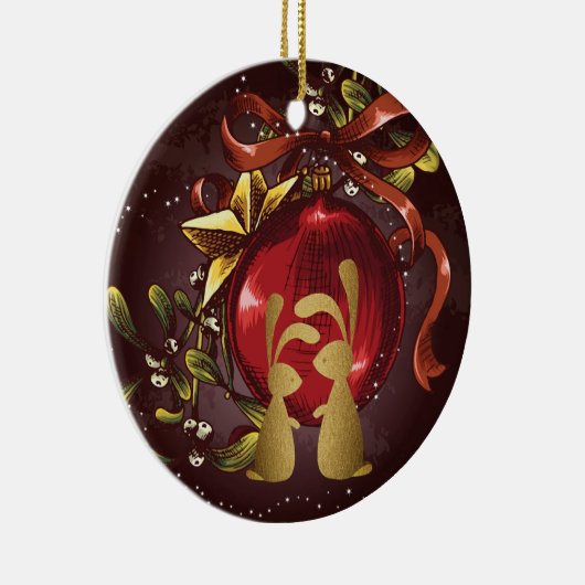 バニパーソナライズされたー・カップルのミストレトークリスマス セラミックオーナメント (右)