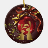 バニパーソナライズされたー・カップルのミストレトークリスマス セラミックオーナメント (正面)