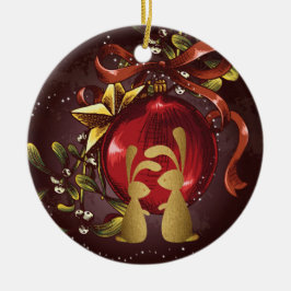 バニパーソナライズされたー・カップルのミストレトークリスマス セラミックオーナメント