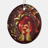 バニパーソナライズされたー・カップルのミストレトークリスマス セラミックオーナメント (左)