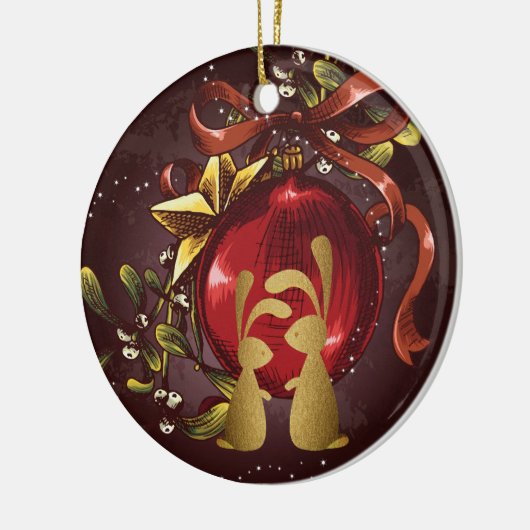 バニパーソナライズされたー・カップルのミストレトークリスマス セラミックオーナメント (左)