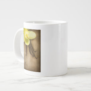 バニラのさやと花が木の背景に ジャンボコーヒーマグカップ