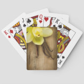 バニラのさやと花が木の背景に トランプ (裏面)