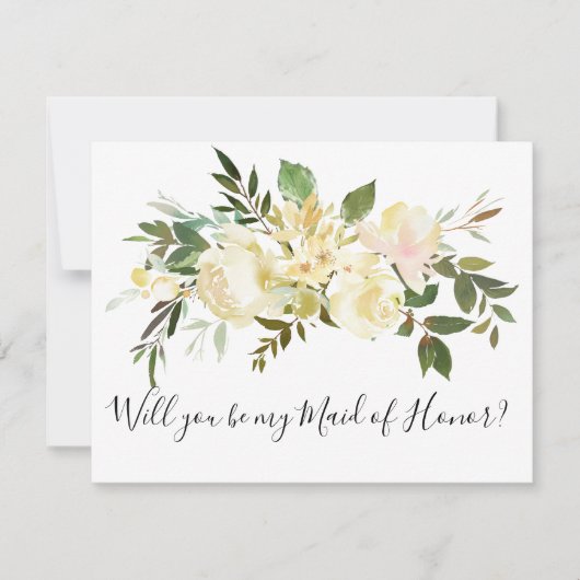 バニラの花が私のメイド・オブ・オーナー（花嫁付き添い人）カード サンキューカード (正面)