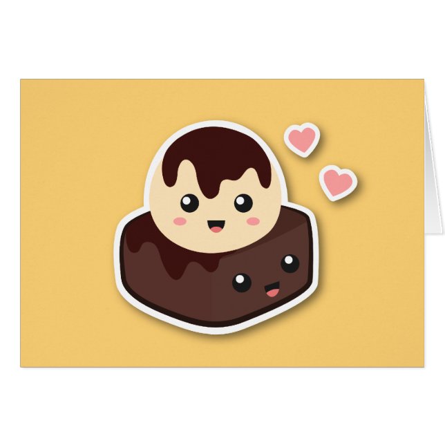 バニラアイスクリームとブラウニーの可愛いキャラクター (正面横)