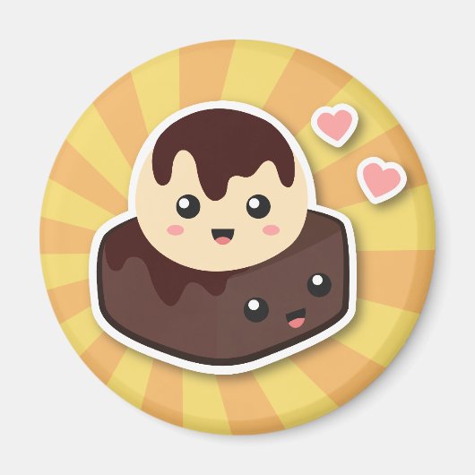 バニラアイスクリームとブラウニーの素敵なペア マグネット (正面)