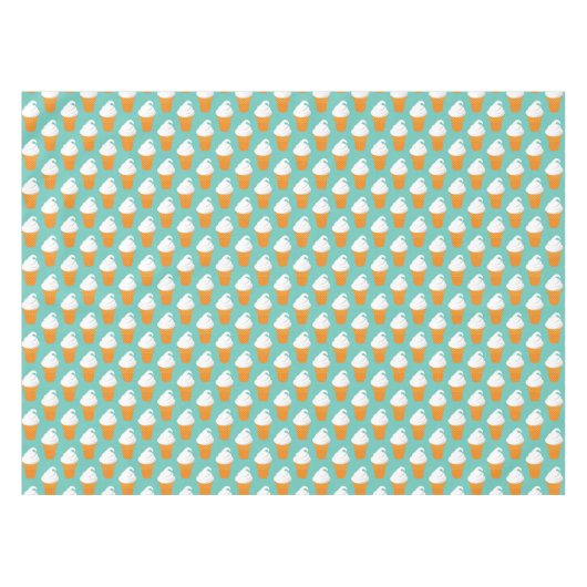 バニラアイスクリームの円錐形パターン テーブルクロス (正面(横))