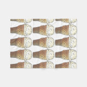 バニラアイスクリームケーキコーンスクープ甘いグルメ フリースブランケット (正面(横))