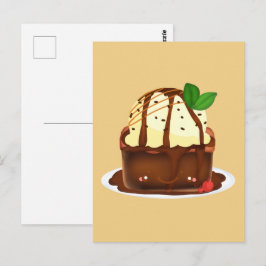 バニラアイスクリーム添えのチョコレートブラウニー ポストカード