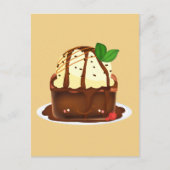 バニラアイスクリーム添えのチョコレートブラウニー ポストカード (正面)