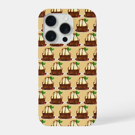 バニラアイスクリーム添えのチョコレートブラウニー iPhoneケース (裏面)