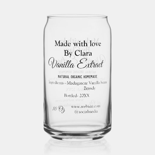 バニラエキス自家製の材料を加える重量デ ガラス缶 (正面)