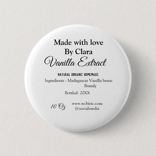 バニラエキス自家製の材料を加える重量デ 缶バッジ (正面)