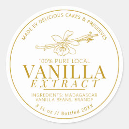 バニラエキス花と豆スケッチ黄色 ラウンドシール