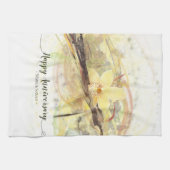 バニラオーキッドフラワー抽象芸術アート書道 キッチンタオル (横)