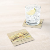 バニラオーキッドフラワー抽象芸術アート書道 スクエアペーパーコースター (インサイチュ)