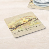 バニラオーキッドフラワー抽象芸術アート書道 スクエアペーパーコースター (アングル)