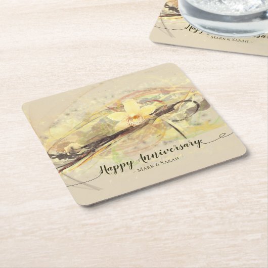 バニラオーキッドフラワー抽象芸術アート書道 スクエアペーパーコースター (アングル)