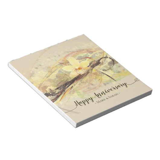 バニラオーキッドフラワー抽象芸術アート書道 ノートパッド (アングル)