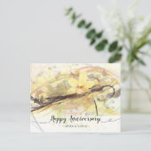 バニラオーキッドフラワー抽象芸術アート書道 ポストカード (スタンド正面)