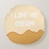 バニラカスタムアイスクリームかわいいデザイン子供へ ラウンドクッション (正面)