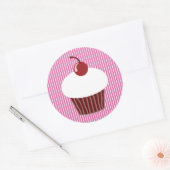 バニラカップケーキとピンクストライプ色 ラウンドシール (封筒)