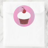 バニラカップケーキとピンクストライプ色 ラウンドシール (バッグ)
