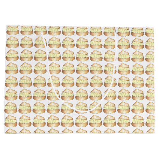 バニラクリームパフクリームパフクリームパストリーフード抱き枕 ラージペーパーバッグ (裏面)