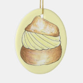 バニラクリームパフパティシースイーツクリームパフグルメ セラミックオーナメント (右)