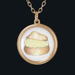 バニラクリームパフペストリーフランスのデザートネックレス ゴールドプレートネックレス<br><div class="desc">オリジナルのマーカーイラストレーションに粉砂糖をトッピングしたバニラクリームパフが登場！</div>