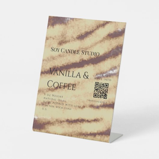 バニラコーヒー大豆キャンドルを追加QRビジネス招待 台座サイン (正面)