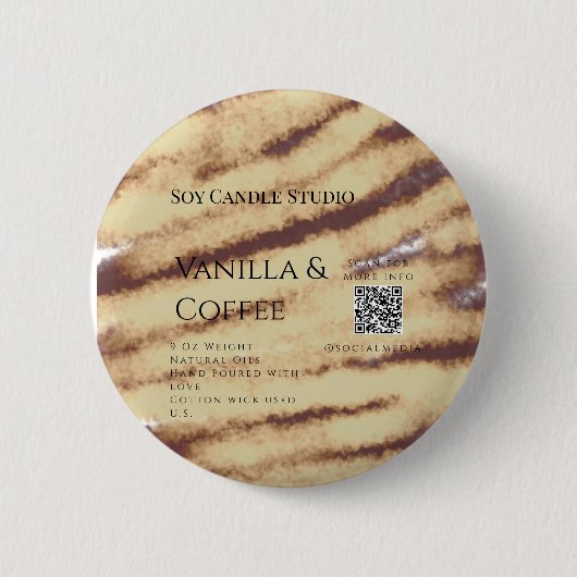 バニラコーヒー大豆キャンドルを追加QRビジネス招待 缶バッジ (正面)