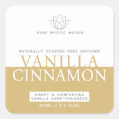 バニラシナモン茶色の黄色の白いリードのディフューザー スクエアシール (正面)