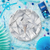 バニラシルバー紙吹雪アイスクリームコーン誕生日 ペーパープレート (パーティー)