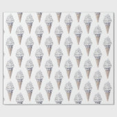 バニラシルバー紙吹雪アイスクリームコーン誕生日 ラッピングペーパー (フラット)