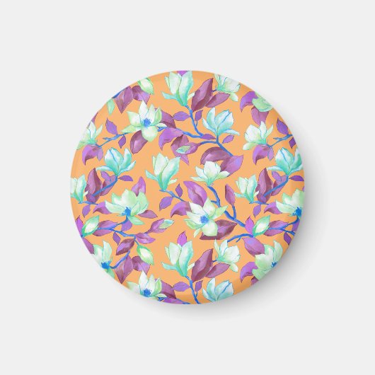 バニラスカイに咲くマグノリア マグネット (正面)