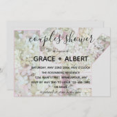 バニラストロベリーアジサイのカップルのシャワー 招待状 (正面/裏面)