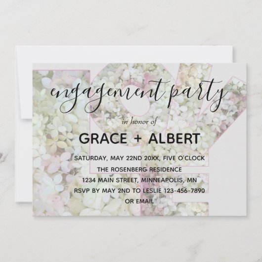 バニラストロベリーアジサイ結婚ズ婚約 招待状 (正面)