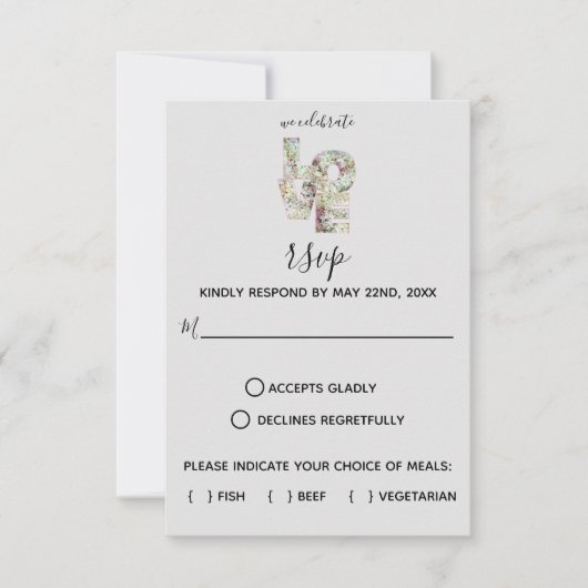 バニラストロベリーアジサイ結婚式RSVPカード 出欠カード (正面)