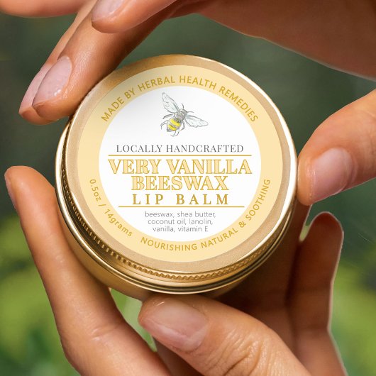 バニラビーズワックスリップクリーム塩褐色タンティンラベル ラウンドシール