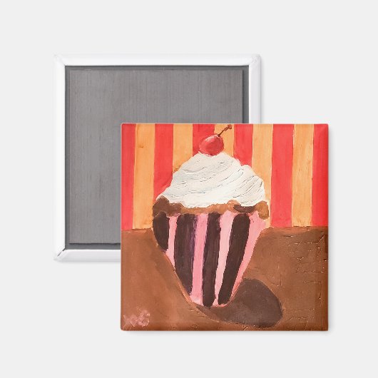 バニラフロスティングのカップケーキ マグネット (正面/裏面)